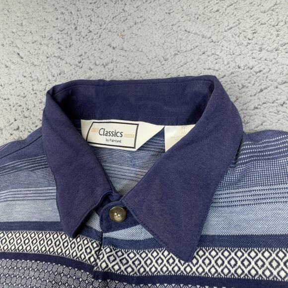 Classics by Palmland‎ Polo Shirt Mens XL Geometric Striped Pattern Short Sleeve - Picture 3 of 11